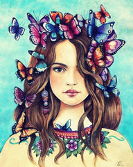 5D Diamond Painting Kit for Kids and Adults - 12x16inch Suitable for Home Leisure and Wall Decoration, Gift for Kids and Adults (Girl with Butterfly)