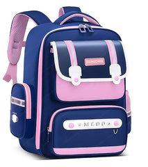 School Backpack for Boys and Girls - Ultralight wide Shoulder Strap and Stylish Waterproof School, Travel, Picnic Bags for Children with Multiple Pockets (Blue-Pink)