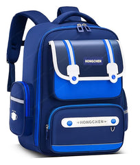 School Backpack for Boys and Girls - Ultralight, wide Shoulder Strap and Stylish Waterproof School, Travel, Picnic Bags for Children with Multiple Pockets (Blue-White)