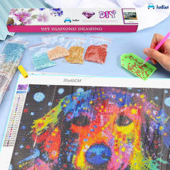 5D Diamond Painting Kit for Kids and Adults - 12x16inch Diamond Painting Kit , Suitable for Home Leisure and Wall Decoration, Gift for Kids and Adults (Colorful Dog)