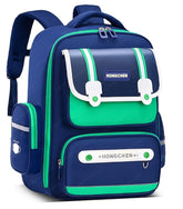 School Backpack for Boys and Girls - Ultralight Wide Shoulder Strap and Stylish Waterproof School, Travel, Picnic Bags for Children with Multiple Pockets (Blue-Green)