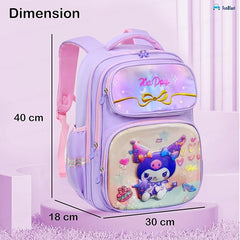 Cartoon Print School Bags for Girls- Large Capacity School Backpack for School, Travel, Picnic, Camping 5-12 Years Old (40 X 30 X 18 Cm)