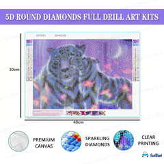 5D Diamond Painting Kit for Kids and Adults - 12x16inch Suitable for Home Leisure and Wall Decoration (Tiger)