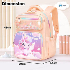 Stylish Cartoon School Backpack for Girls - Lightweight Large Capacity Bag for Boys Girl Kids, Travel Bag (41 X 29 X 14 CM)