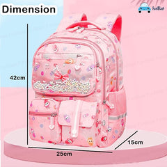 Kawaii School Backpack for Girls - Multifunctional Lightweight Large Capacity Bag for Travel, Picnic (42 X 25 X 15 CM)
