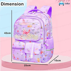 Kawaii School Backpack for Girls - Multifunctional Lightweight Large Capacity Bag for Travel, Picnic (42 X 25 X 15 CM)