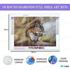 5D Diamond Painting Kit for Kids and Adults - 12x16inch Suitable for Home Leisure and Wall Decoration Gift for Kids and Adults (Squirrel)