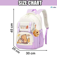 Capybara Print School Bags for Girls, Kids - Large Capacity Backpack for School, Travel, Picnic, Camping Kids 5-12 Years Old (45 X 30 X 20 Cm)