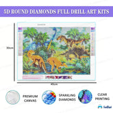 5D Diamond Painting Kit for Kids and Adults - 12x16inch Suitable for Home Leisure and Wall Decoration, Gift for Kids and Adults (Dinosaurs)
