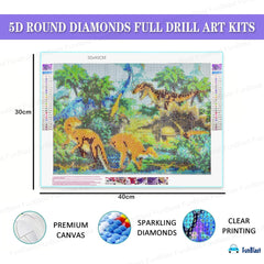5D Diamond Painting Kit for Kids and Adults - 12x16inch Suitable for Home Leisure and Wall Decoration, Gift for Kids and Adults (Dinosaurs)