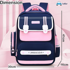 School Backpack for Boys and Girls - Ultralight wide Shoulder Strap and Stylish Waterproof School, Travel, Picnic Bags for Children with Multiple Pockets (Blue-Pink)