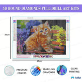 5D Diamond Painting Kit for Kids and Adults - 12x16inch Suitable for Home Leisure and Wall Decoration, Gift for Kids and Adults (Cat)