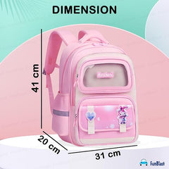 Cartoon Design School Backpack for Girls - Lightweight Burden-Free Stylish Water-Resistant and Durable Bag for Kids 8–12 Years (41 X 31 X 20 Cm)