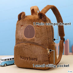 Miniature Capybara Kids Backpack – Plush Bags for Pre-Schoolers and Kindergarten Kid 2-5 Years (36 x 28 x 10 cm)