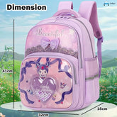 Cartoon Design Stylish School Backpack for Girls – Lightweight Burden-Free Water-Resistant Durable Bag for Kids 8–12 Years (41 X 32 X 15 Cm)