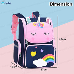Unicorn Print School Bags for Girls, Kids - Large Capacity Travel, Picnic, Camping, Backpack for Kids 5-12 Years Old (40 X 27 X 15 Cm)