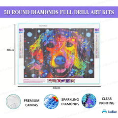 5D Diamond Painting Kit for Kids and Adults - 12x16inch Diamond Painting Kit , Suitable for Home Leisure and Wall Decoration, Gift for Kids and Adults (Colorful Dog)