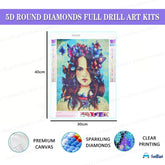 5D Diamond Painting Kit for Kids and Adults - 12x16inch Suitable for Home Leisure and Wall Decoration, Gift for Kids and Adults (Girl with Butterfly)