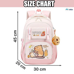Capybara Print School Bags for Girls, Kids - Large Capacity Backpack for School, Travel, Picnic, Camping Kids 5-12 Years Old (45 X 30 X 20 Cm)