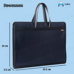Portfolio File Folder A3 Size with Zip Lock – 12 Pockets File Folder, Big Size Professional File Storage Bag (Navy Blue)