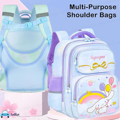 Cute Kawaii Cartoon School Bag for Girls - Lightweight Multiple Compartments Backpack with Comfortable Shoulder Straps (41 X 32 X 20 Cm)