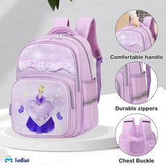 School Backpack for Girls, Kids Cartoon Stylish Durable Spacious Waterproof Backpack for School Kids Bag for 6 To 12 Years (41 X 30 X 15 Cm)