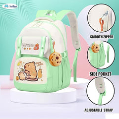 Capybara Print School Bags for Girls, Kids - Large Capacity Backpack for School, Travel, Picnic, Camping Kids 5-12 Years Old (45 X 30 X 20 Cm)