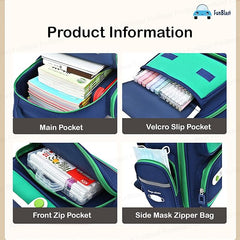 School Backpack for Boys and Girls - Ultralight Wide Shoulder Strap and Stylish Waterproof School, Travel, Picnic Bags for Children with Multiple Pockets (Blue-Green)