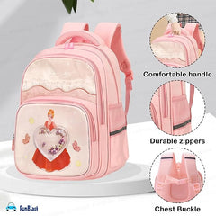 Stylish Cartoon School Backpack for Girls - Durable Spacious Waterproof Backpack for School Girl Kids Bag for 6 To 12 Years (41 X 30 X 15 Cm)