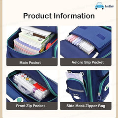 School Backpack for Boys and Girls - Ultralight, wide Shoulder Strap and Stylish Waterproof School, Travel, Picnic Bags for Children with Multiple Pockets (Blue-White)