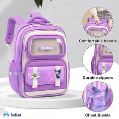 Cartoon Design School Backpack for Girls - Lightweight Burden-Free Stylish Water-Resistant and Durable Bag for Kids 8–12 Years (41 X 31 X 20 Cm)