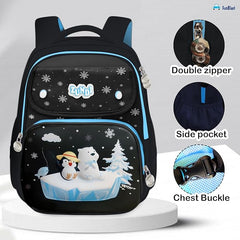 School Bags for Girls, Kids - Penguin Print Large Capacity Backpack for School, Travel, Picnic, Camping 5-12 Years Old (40 X 30 X 17 Cm)
