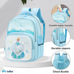School Backpack for Girls, Kids Cartoon Stylish Durable Spacious Waterproof Backpack for School Kids, Bag for 6 To 12 Years (41 X 30 X 15 Cm)