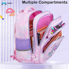 Cute Cartoon School Bag for Girls - Lightweight Multiple Compartments Backpack with Comfortable Shoulder Straps (41 X 32 X 20 Cm)