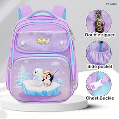 School Bags for Girls, Kids - Penguin Print Large Capacity School Backpack for School, Travel, Picnic, Camping Kids 5-12 Years Old (40 X 30 X 17 Cm)