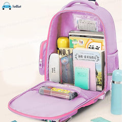 Stylish School Backpack for Kids - Multiple Compartments Backpack for Boys and Girls, Waterproof, Ultralight Travel, Picnic Bag with Wide Shoulder Straps (Purple-Pink)