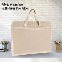 Portfolio File Folder A3 Size with Zip Lock – 12 Pockets File Folder, Big Size Professional File Storage Bag (Peach)