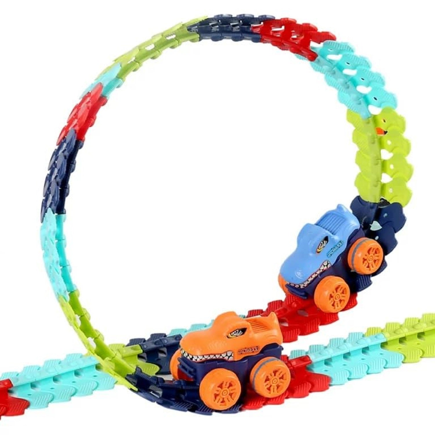 Children's Play Track System WayToPlay Flexible Road Track Set - 24 Piece Rubber Race Track For Toy Cars Flexible Road Toy