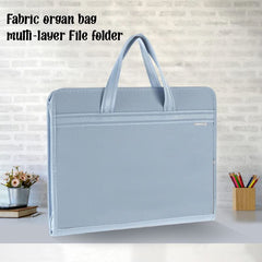 Portfolio File Folder A3 Size with Zip Lock – 12 Pockets File Folder, Big Size Professional File Storage Bag (Blue)