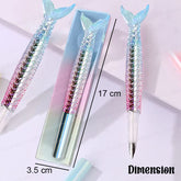 Fountain Pen - Mermaid Design Fountain Pen Set, Medium Point Nib Fountain Pen, Pen for School, Office, Kawaii Stationery Set, Birthday Return Gift - Assorted Color (1 Pen, 7 Refills-Blue Ink)
