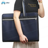 Portfolio File Folder A3 Size with Zip Lock – 12 Pockets File Folder, Big Size Professional File Storage Bag (Navy Blue)