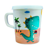 Bamboo Fibre Milk Mug for Kids, Coffee/Milk/Tea Mug for Kids Cartoon Print Mug for Kids with Handle and Lid, Milk Drinking Mug for Kids - 350 ML (Assorted Color)