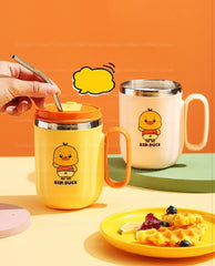 Stainless Steel Mug with Lid for Kids, Milk Mug for Kids Milk Drinking Cup for Kids, Insulated Coffee Mug, Mug for Girls, Insulated Vacuum Coffee Cup - 400 ML