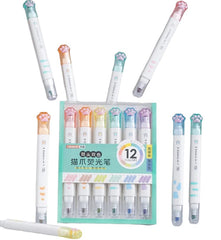 Cute Cat Paw Highlighter - 2 in 1 Color Highlighter Pens Set, Aesthetic Stationary