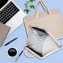 Portfolio File Folder A3 Size with Zip Lock – 12 Pockets File Folder, Big Size Professional File Storage Bag (Peach)