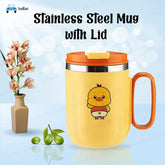 Stainless Steel Mug with Lid for Kids, Milk Mug for Kids Milk Drinking Cup for Kids, Insulated Coffee Mug, Mug for Girls, Insulated Vacuum Coffee Cup - 400 ML