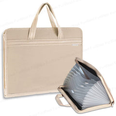 Portfolio File Folder A3 Size with Zip Lock – 12 Pockets File Folder, Big Size Professional File Storage Bag (Peach)