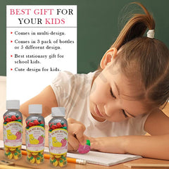 Eraser for Kids - Fruit Erasers for Kids, Eraser Set for Return Gift, Stationary Set for Kids, Fruit Eraser, Rubber Eraser for Kids (Pack of 3 Bottles)