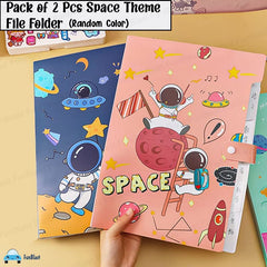 Space Theme File Folder with Button Lock – Pack of 2 Pcs Space Theme Certificates Holder with 6 Pockets, Office Documents File, Expandable Folders for Documents (Pack of 2-Random Color)