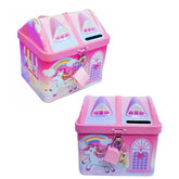 Piggy Bank for Kids - Unicorn Coin Box for Kids, Metal Coin Box with Lock & Key, Money Bank for Kids, Birthday Return Gift for Boys and Girls (Pack of 2 Pcs)